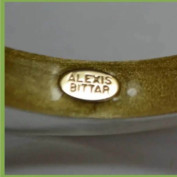 Alexis Bittar iridescent gold and green rounded bangles - Picture 3 of 5